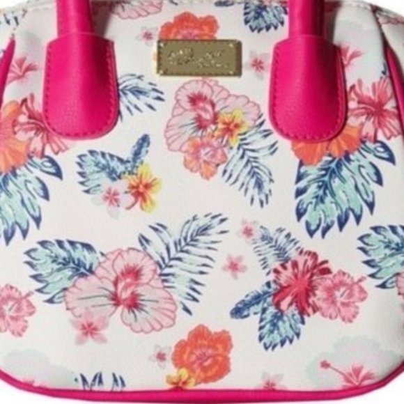 Betsey Johnson MINI PINK & WHITE FLORAL SATCHEL - Picture 7 of 7
